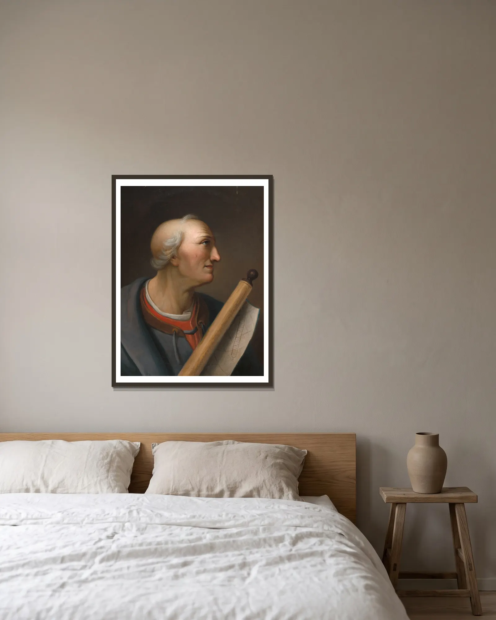 Amerigo Vespucci av Charles Willson Peale inramad på en vägg