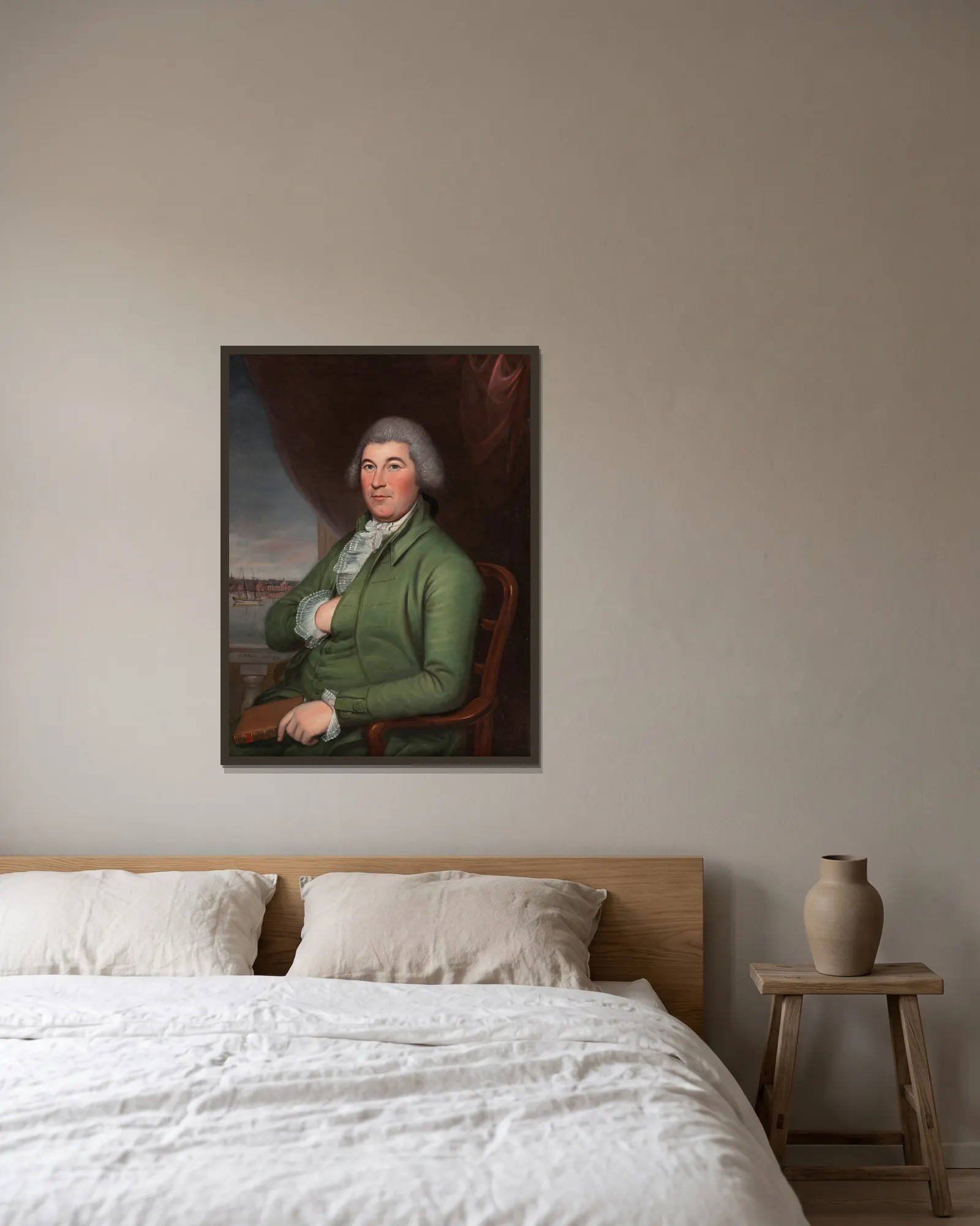 Christopher Hughes av Charles Willson Peale inramad på en vägg