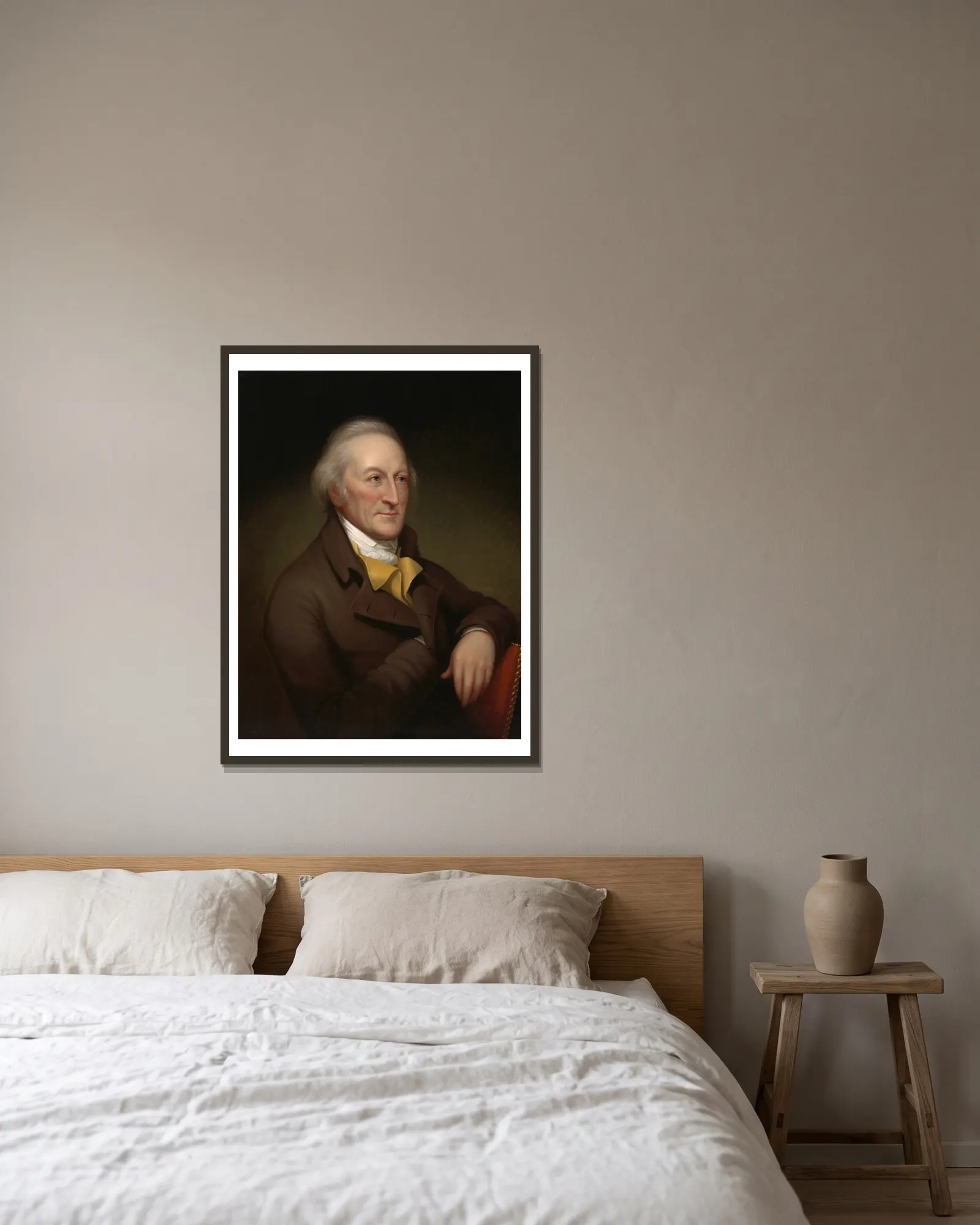 George Clymer av Charles Willson Peale inramad på en vägg