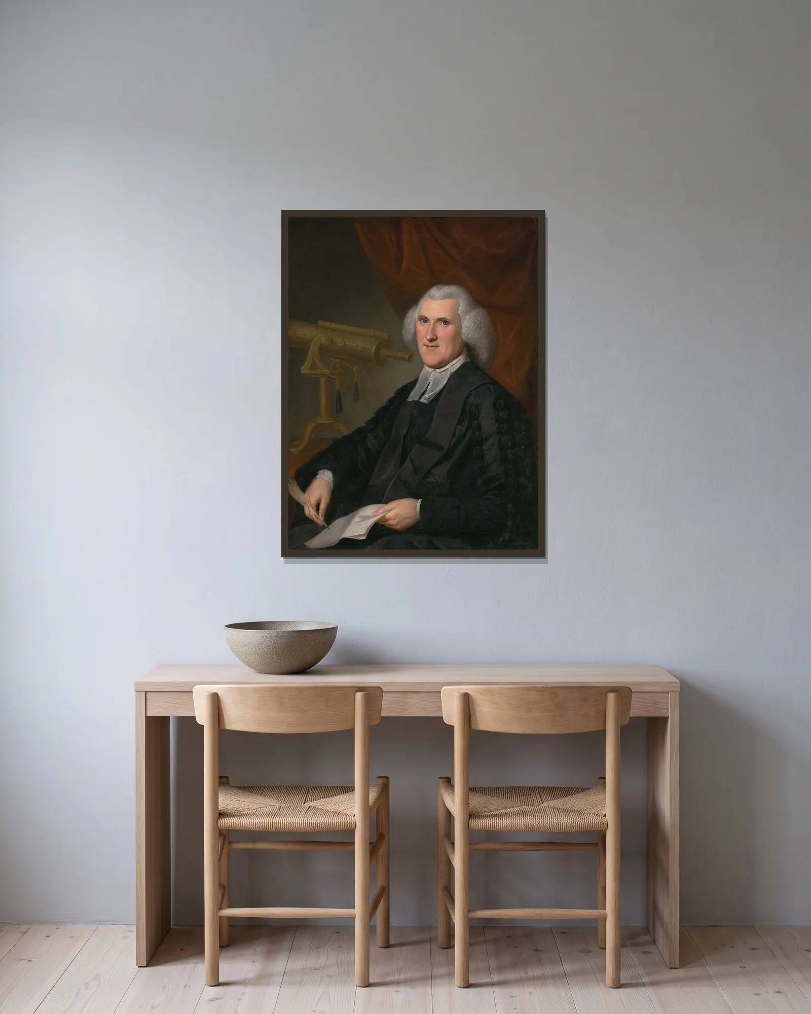 John Ewing av Charles Willson Peale inramad på en vägg