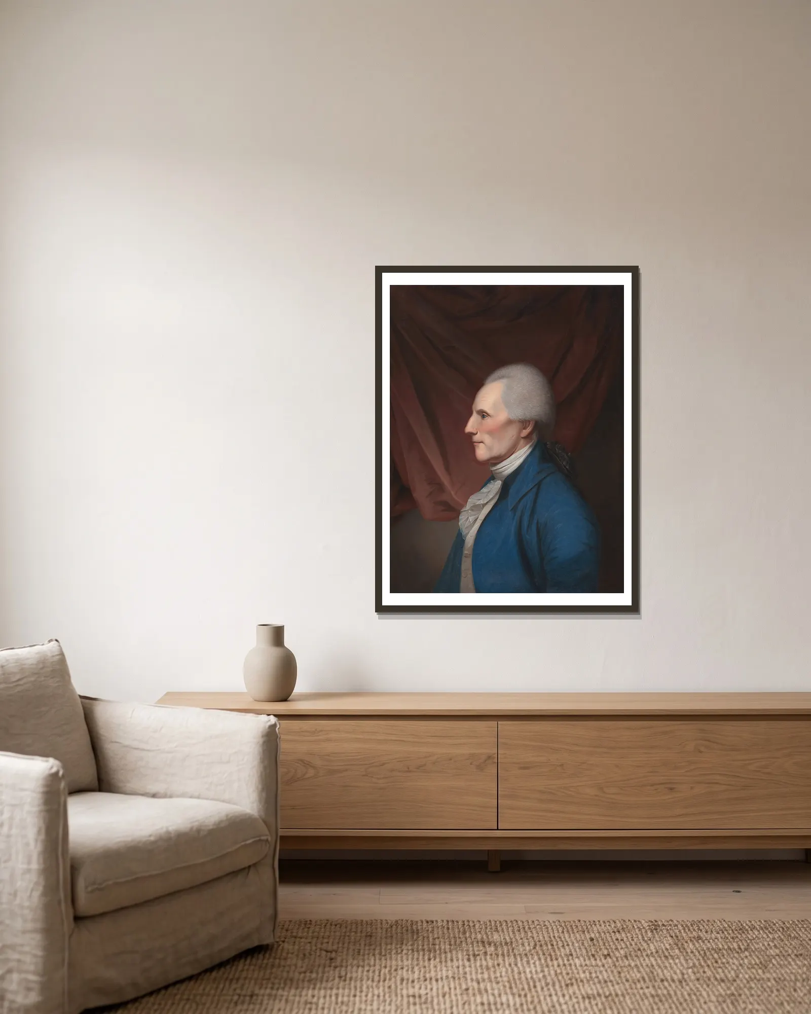 Richard Henry Lee av Charles Willson Peale inramad på en vägg