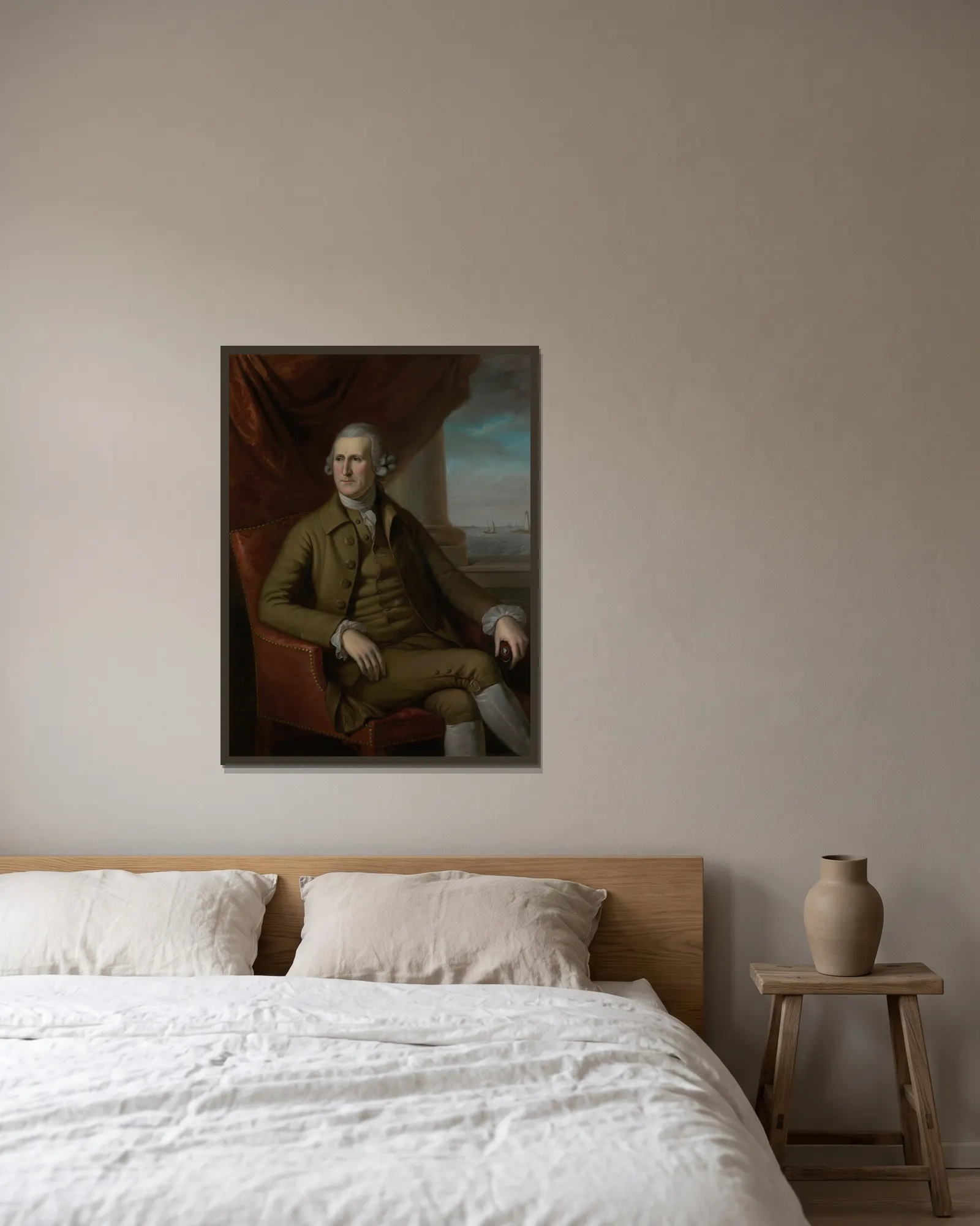 Thomas Willing av Charles Willson Peale inramad på en vägg