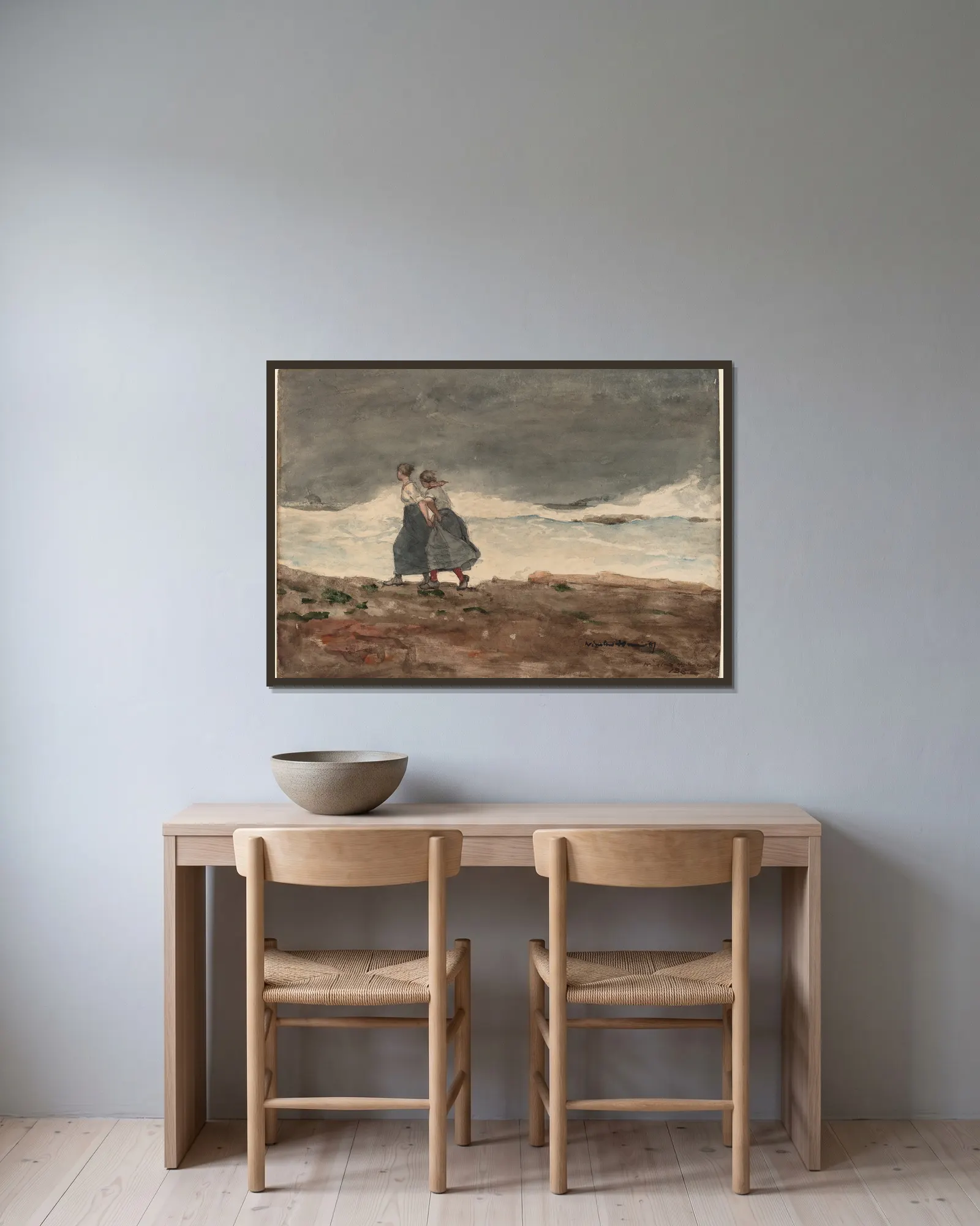 Danger av Winslow Homer inramad på en vägg