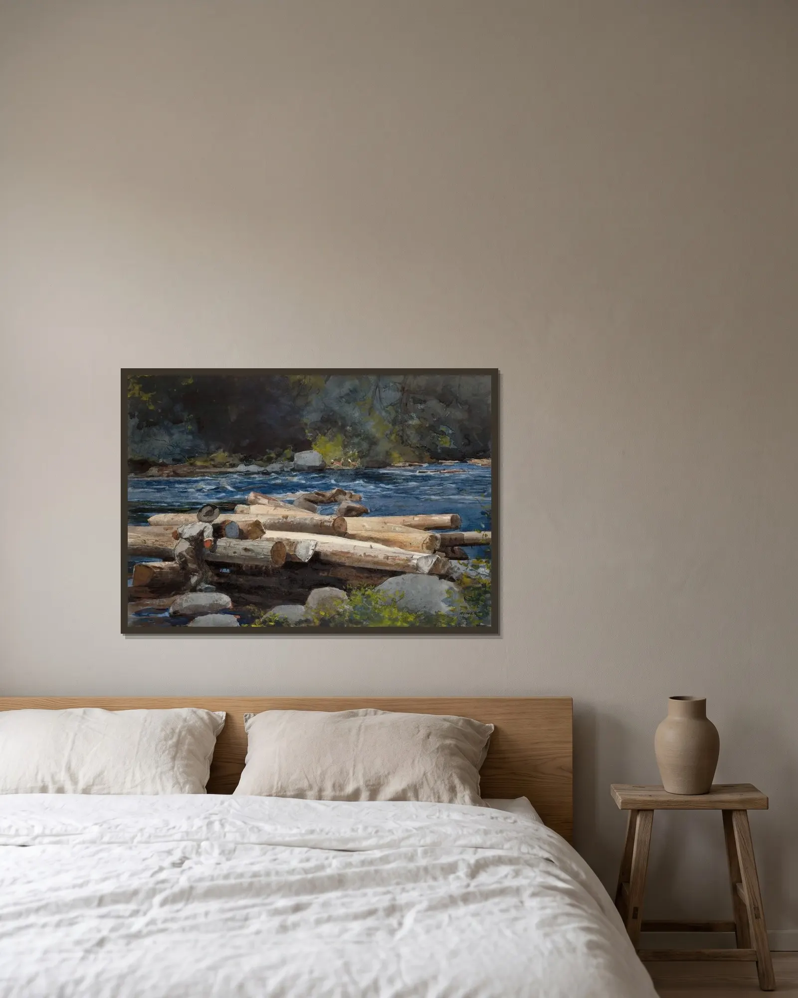Hudson River av Winslow Homer inramad på en vägg
