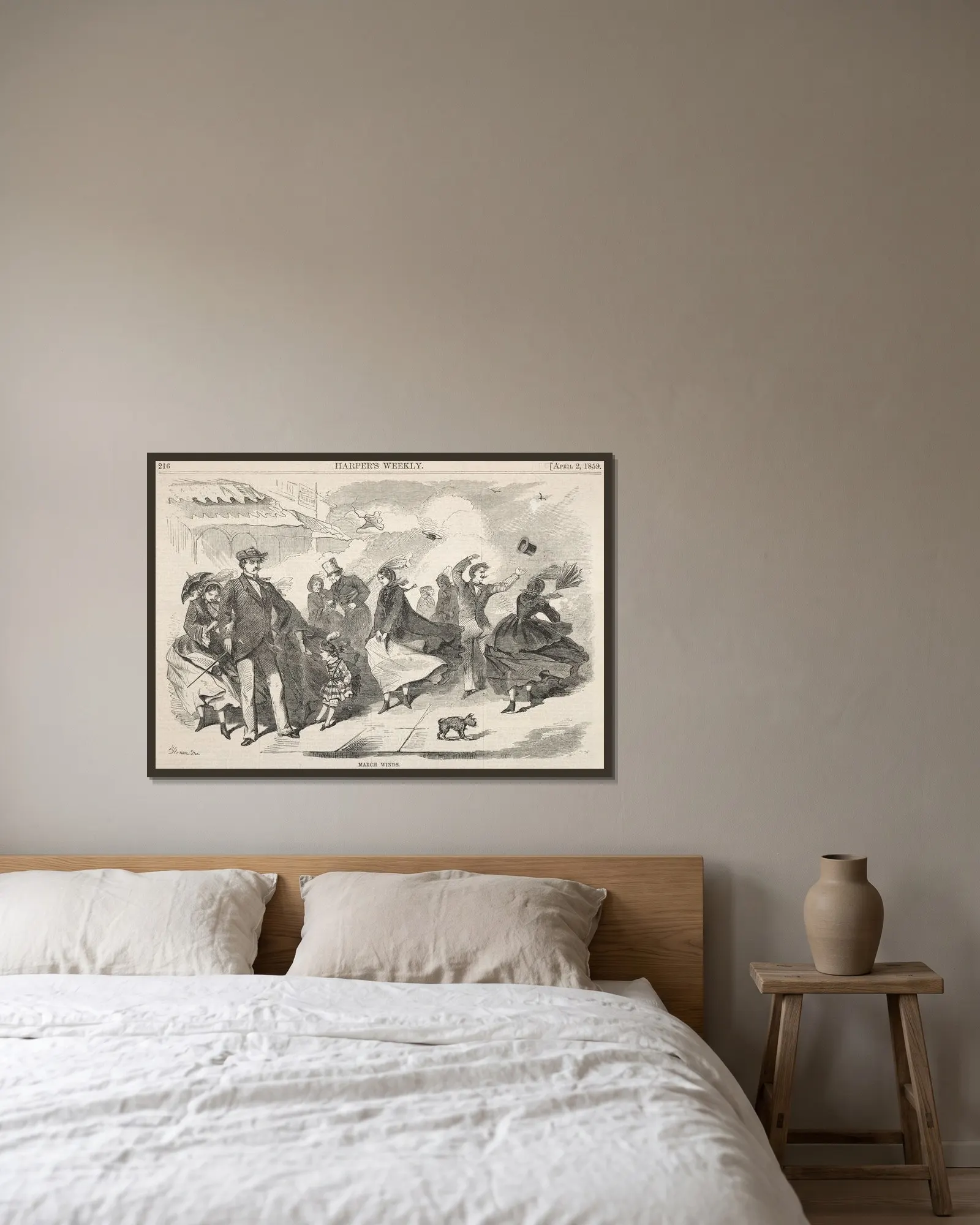 March Winds av Winslow Homer inramad på en vägg