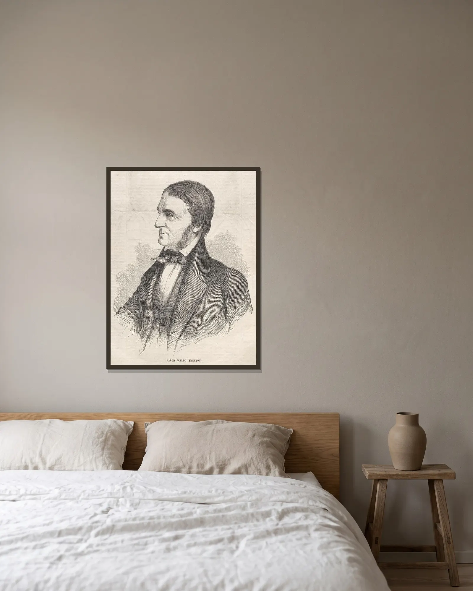 Ralph Waldo Emerson av Winslow Homer inramad på en vägg