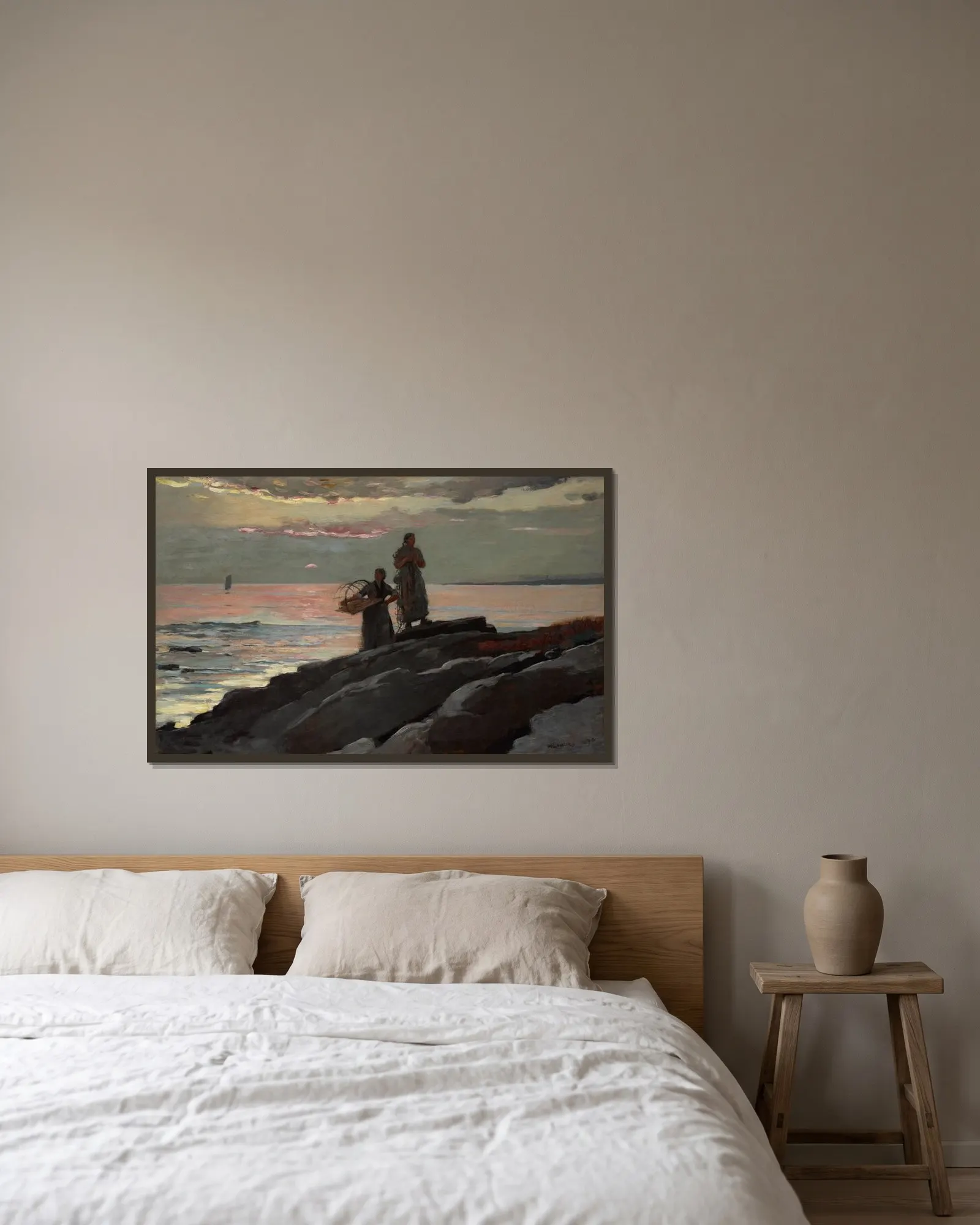 Saco Bay av Winslow Homer inramad på en vägg