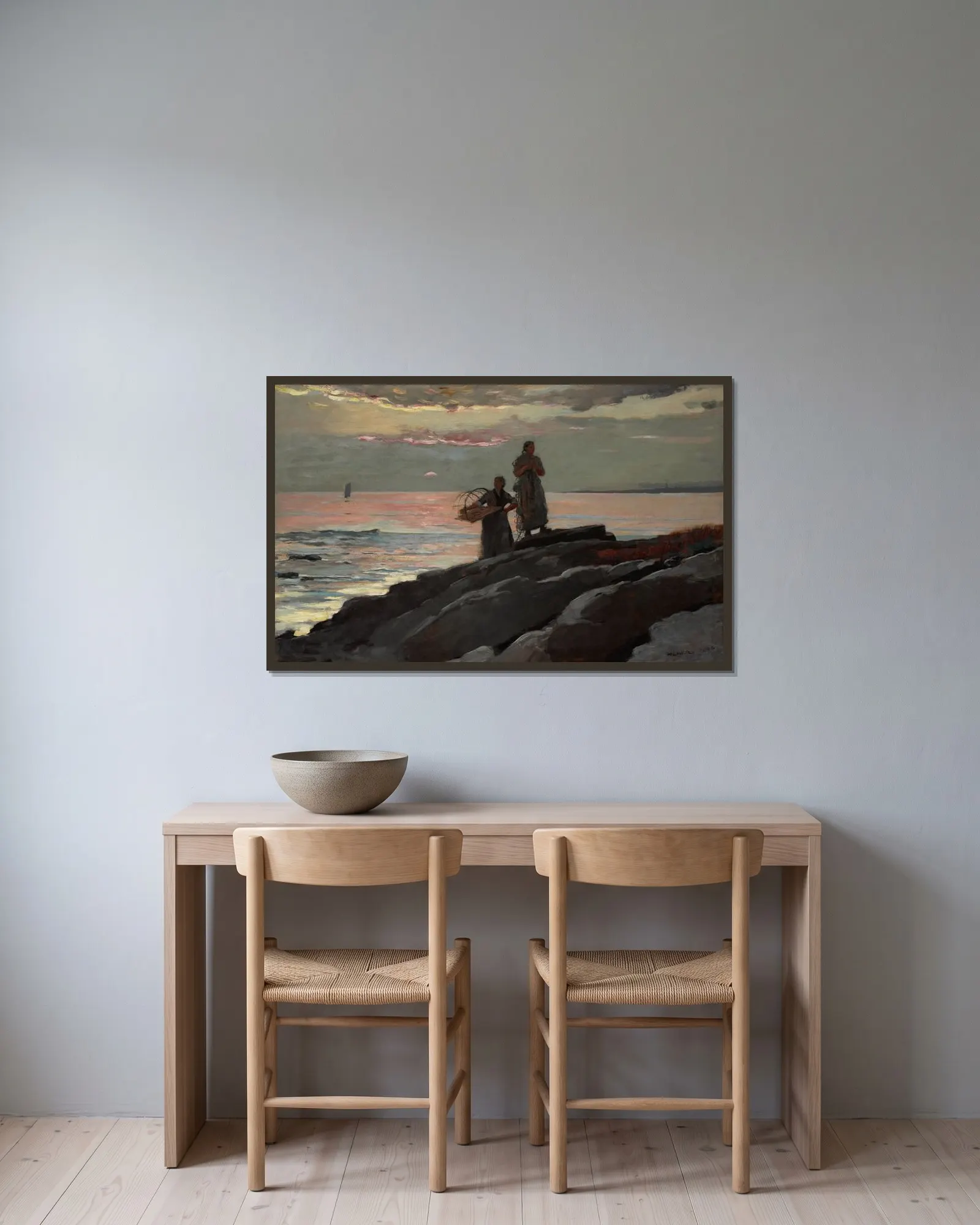 Saco Bay av Winslow Homer inramad på en vägg
