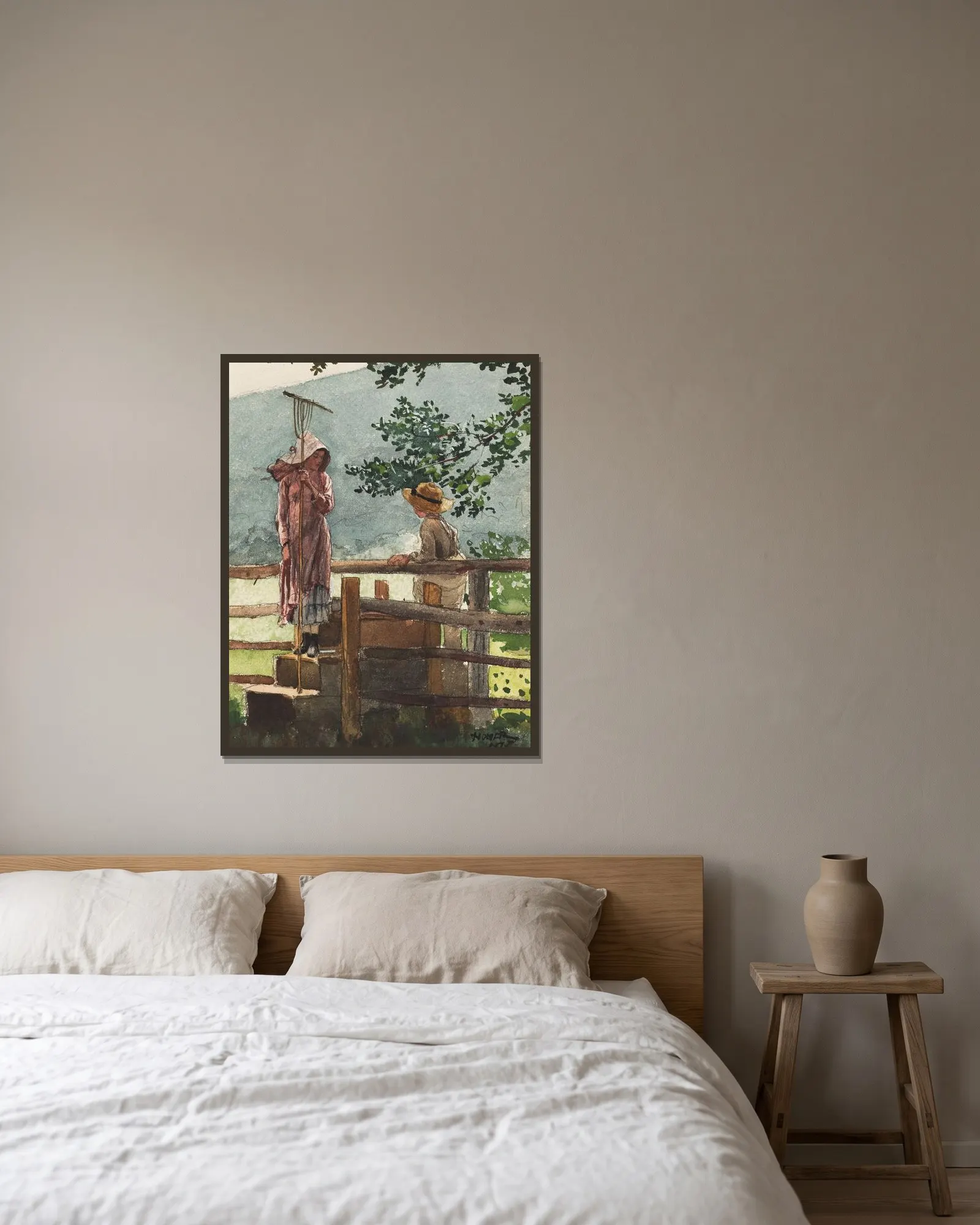 Spring av Winslow Homer inramad på en vägg