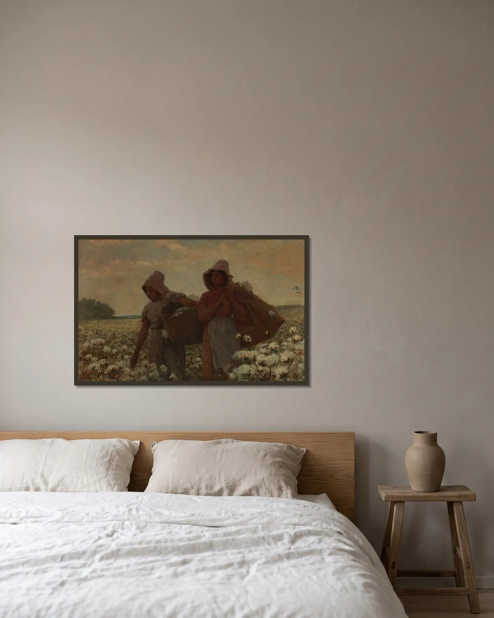The Cotton Pickers av Winslow Homer inramad på en vägg