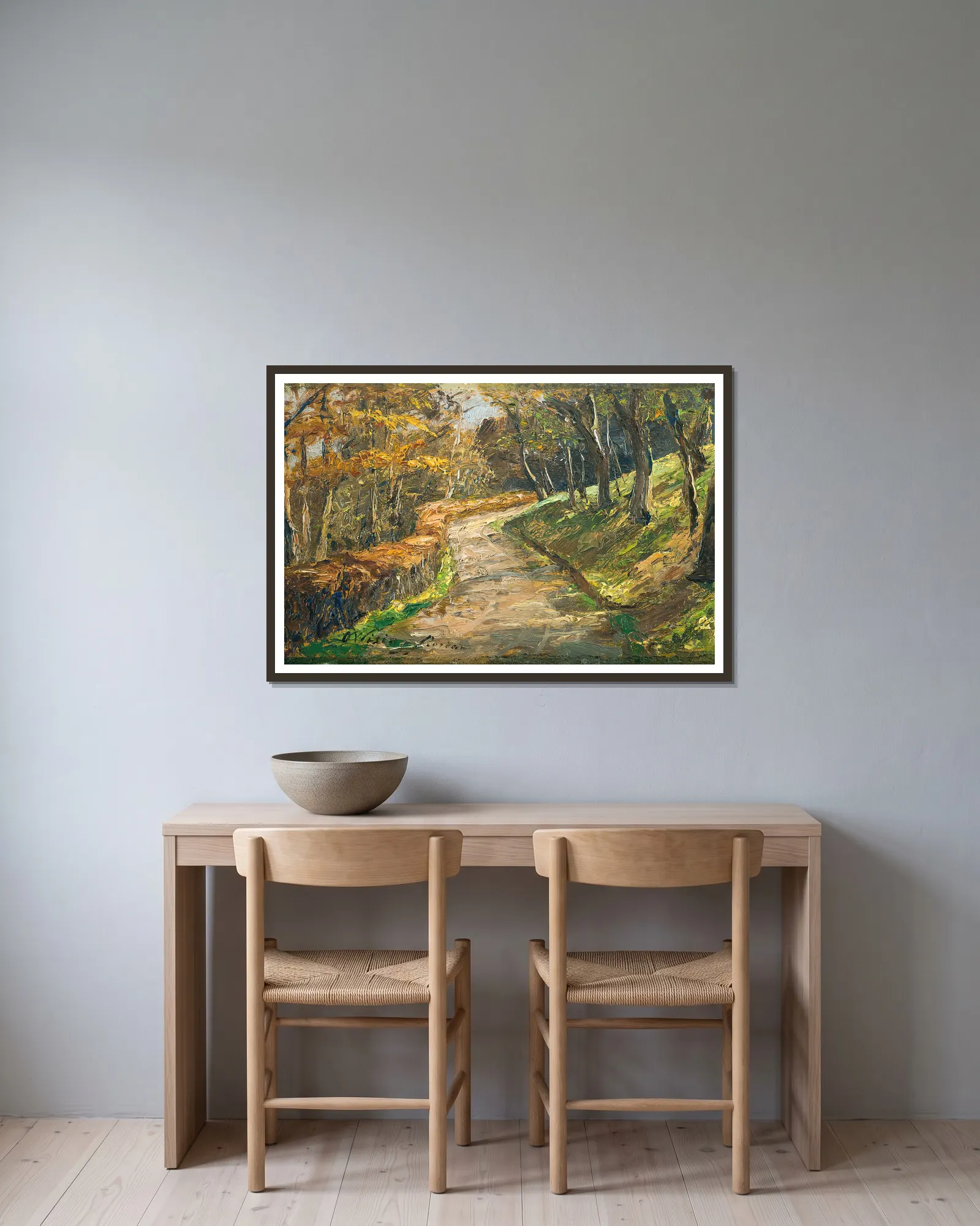 Pathway In Early Spring av Olga Wisinger-Florian inramad på en vägg