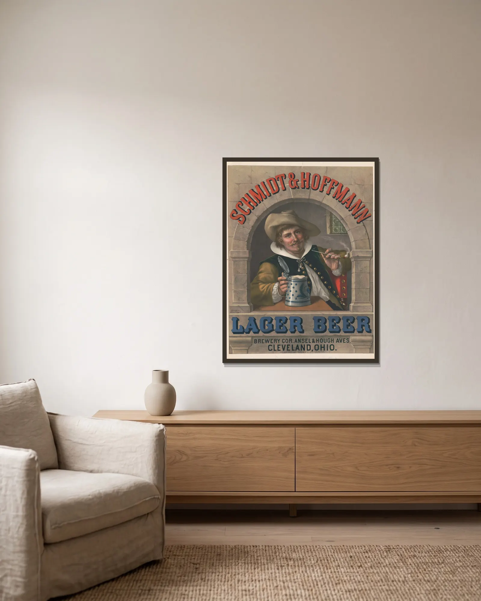 Schmidt & Hoffmann lager beer, 1880 – nr 2 av Wittemann Bros. inramad på en vägg