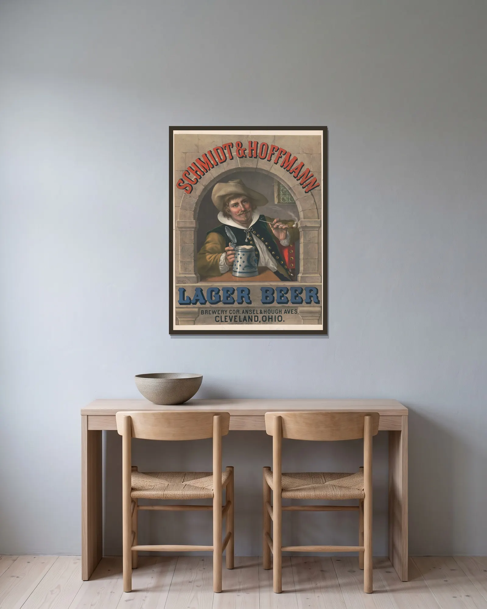 Schmidt & Hoffmann lager beer, 1880 – nr 2 av Wittemann Bros. inramad på en vägg