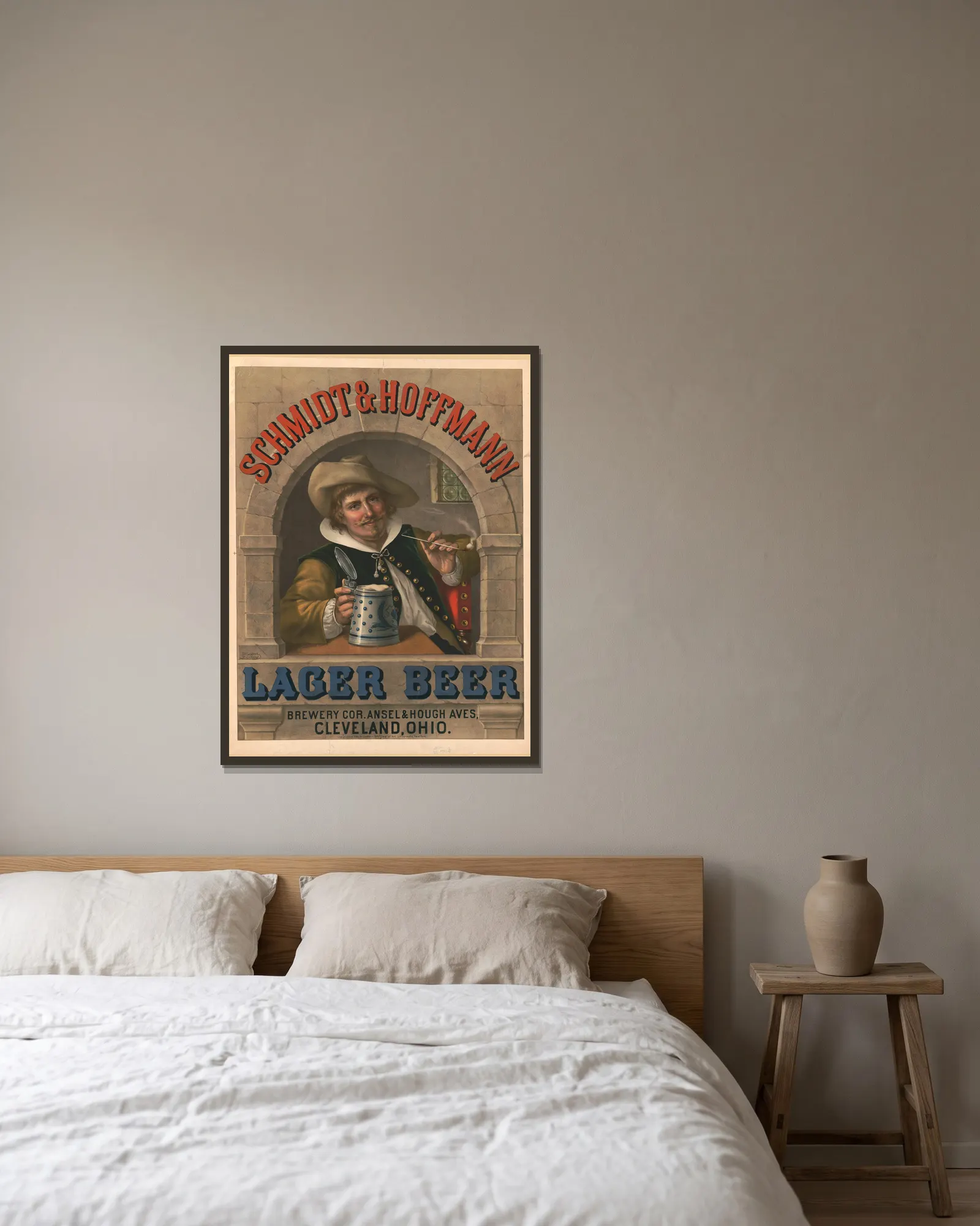Schmidt & Hoffmann lager beer, 1880 – nr 1 av Wittemann Bros. inramad på en vägg