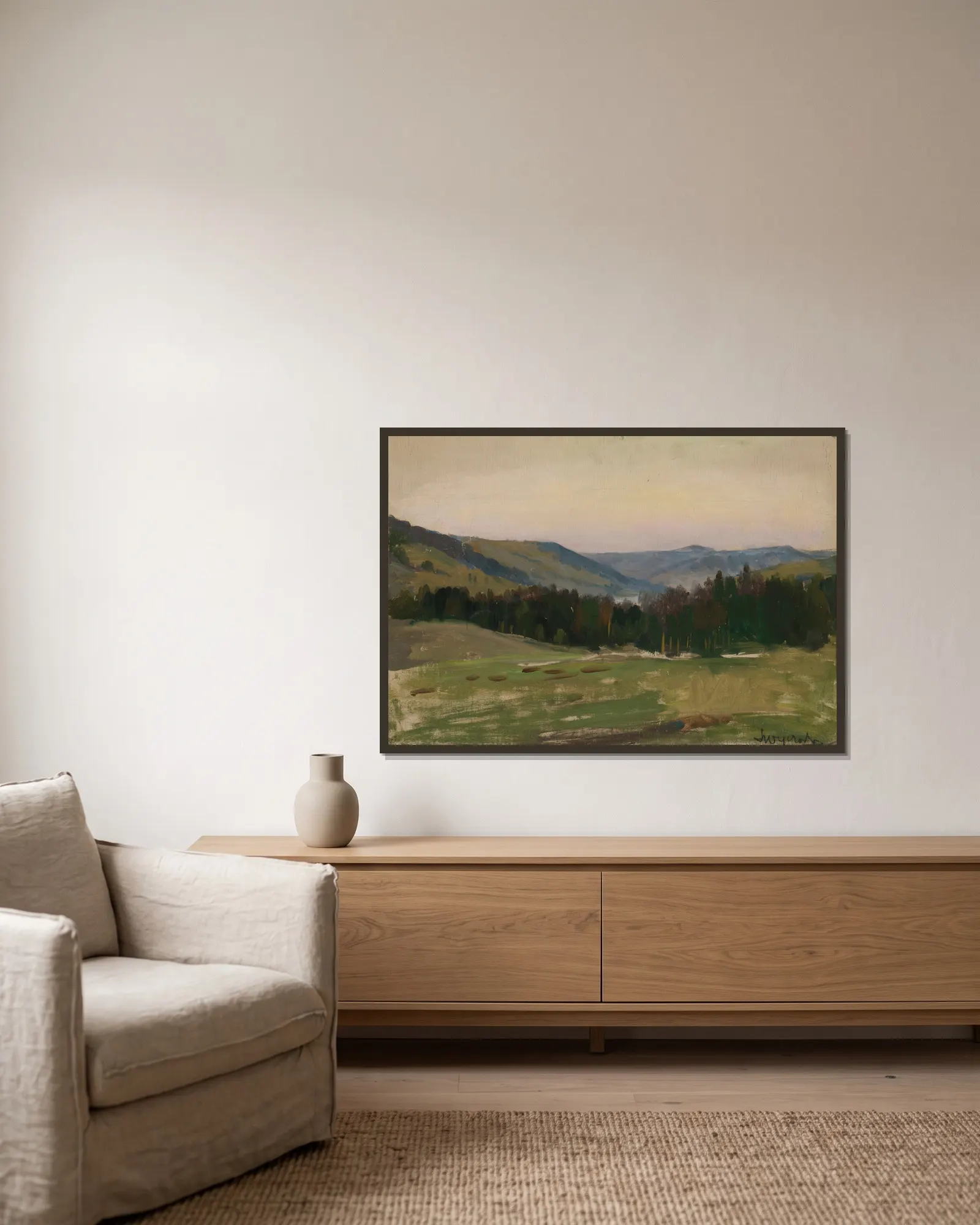 Highland Landscape av Leon Wyczółkowski inramad på en vägg