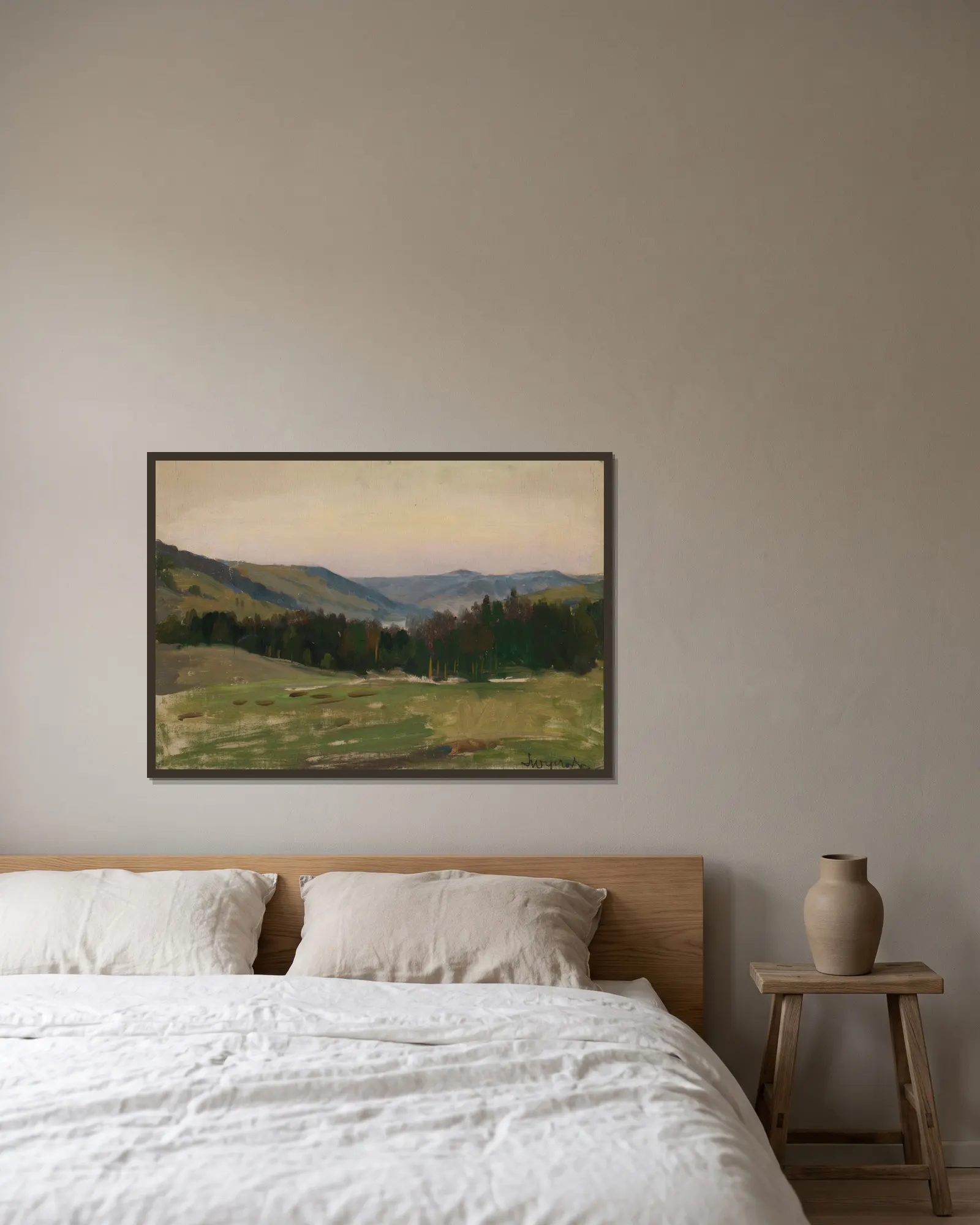 Highland Landscape av Leon Wyczółkowski inramad på en vägg