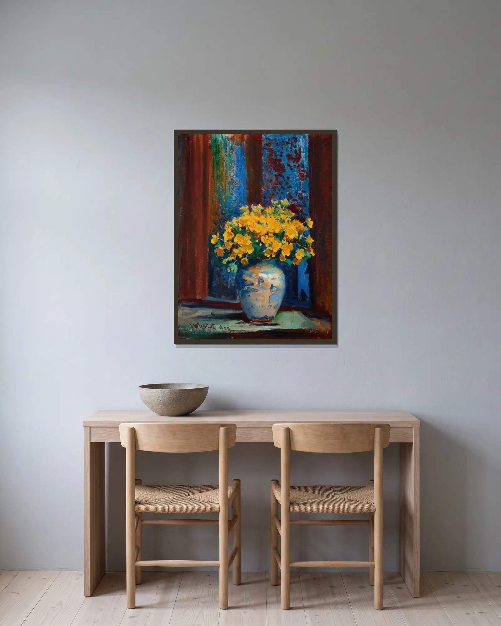 Marsh Marigolds av Leon Wyczółkowski inramad på en vägg