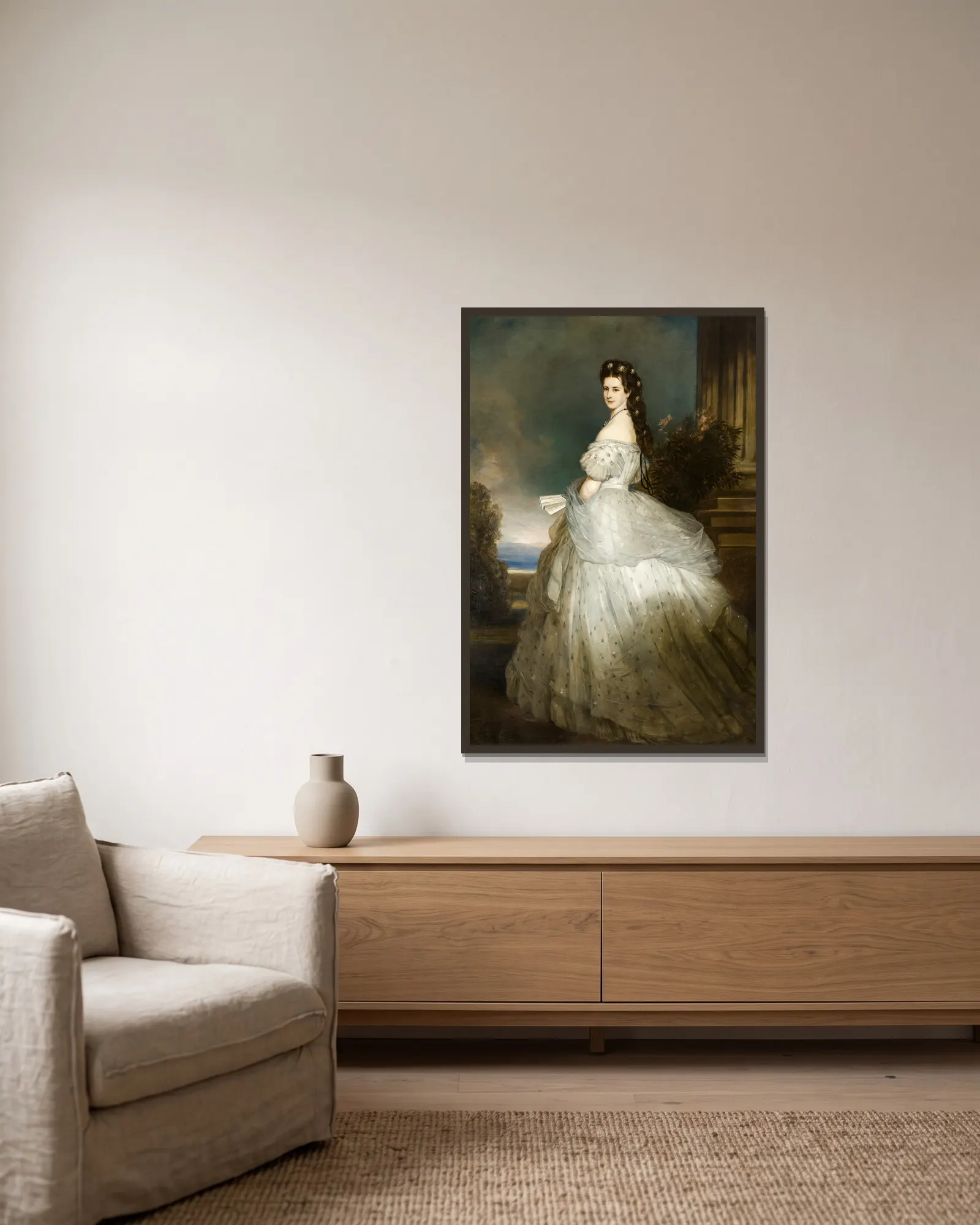 Empress Elizabeth av Franz Xaver Winterhalter inramad på en vägg