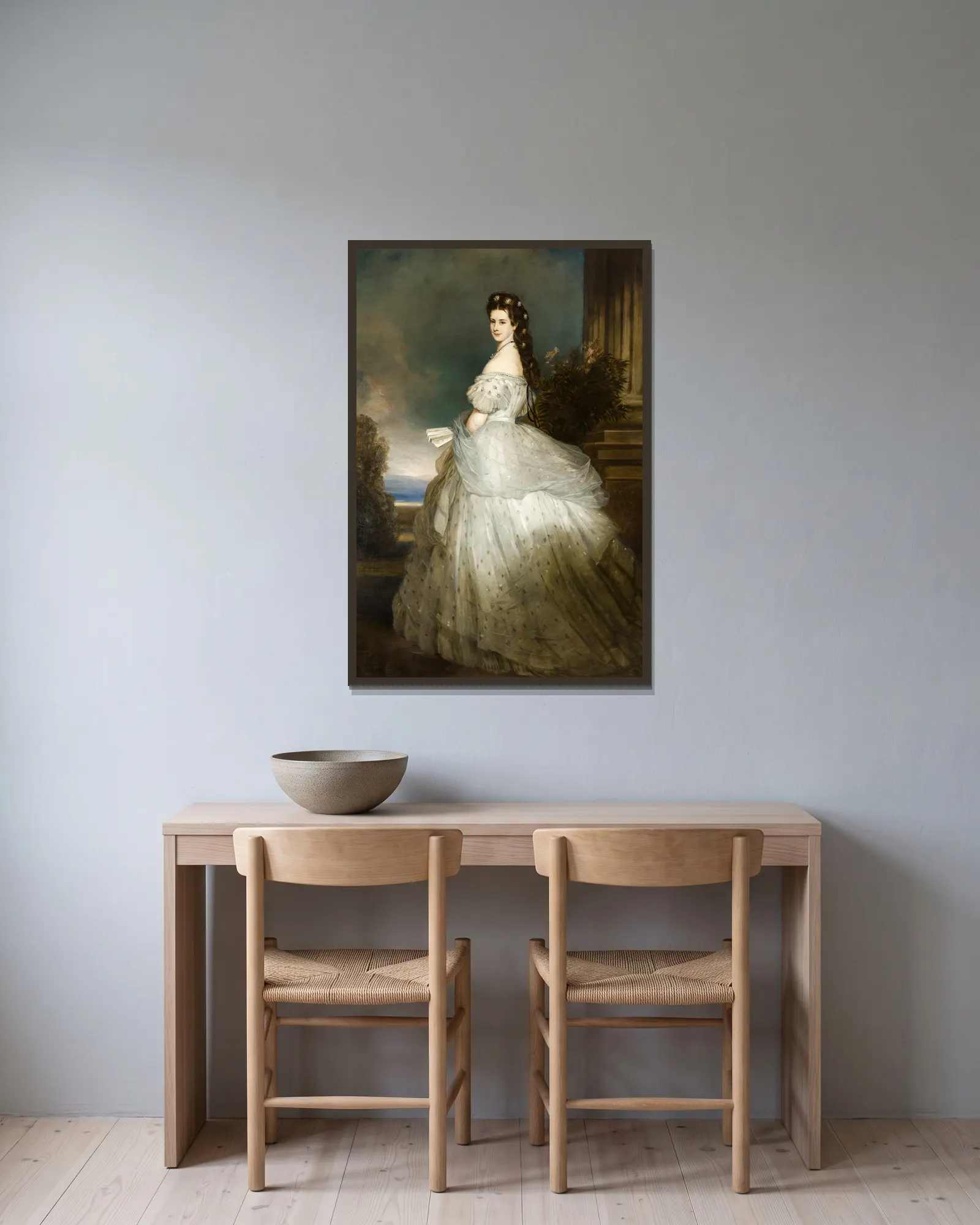 Empress Elizabeth av Franz Xaver Winterhalter inramad på en vägg