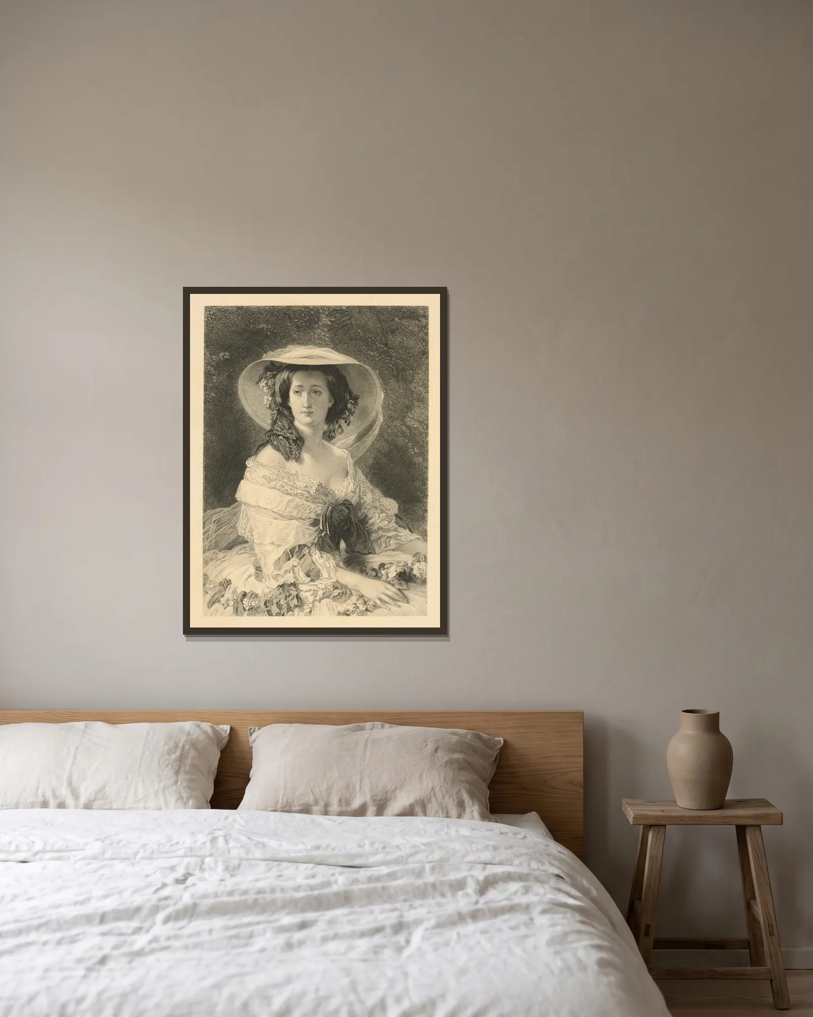 Empress Eugenie av Franz Xaver Winterhalter inramad på en vägg