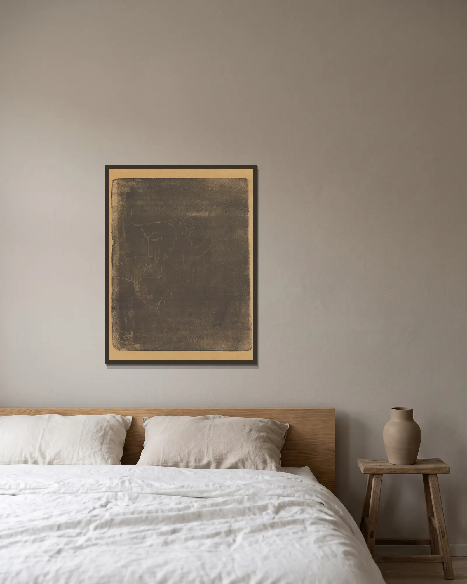 Le lithographe – Vuillard av Ker-Xavier Roussel inramad på en vägg