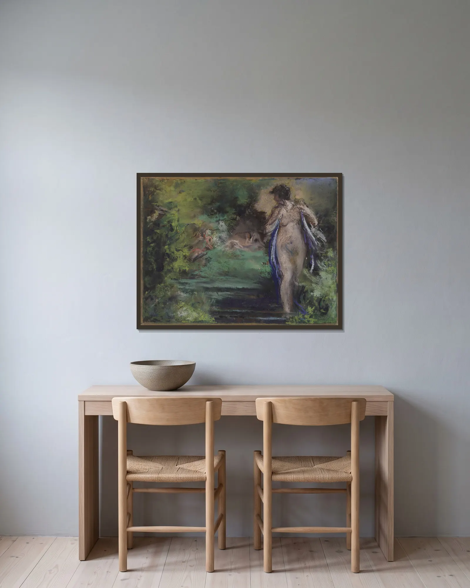 Nu dans la verdure av Ker-Xavier Roussel inramad på en vägg