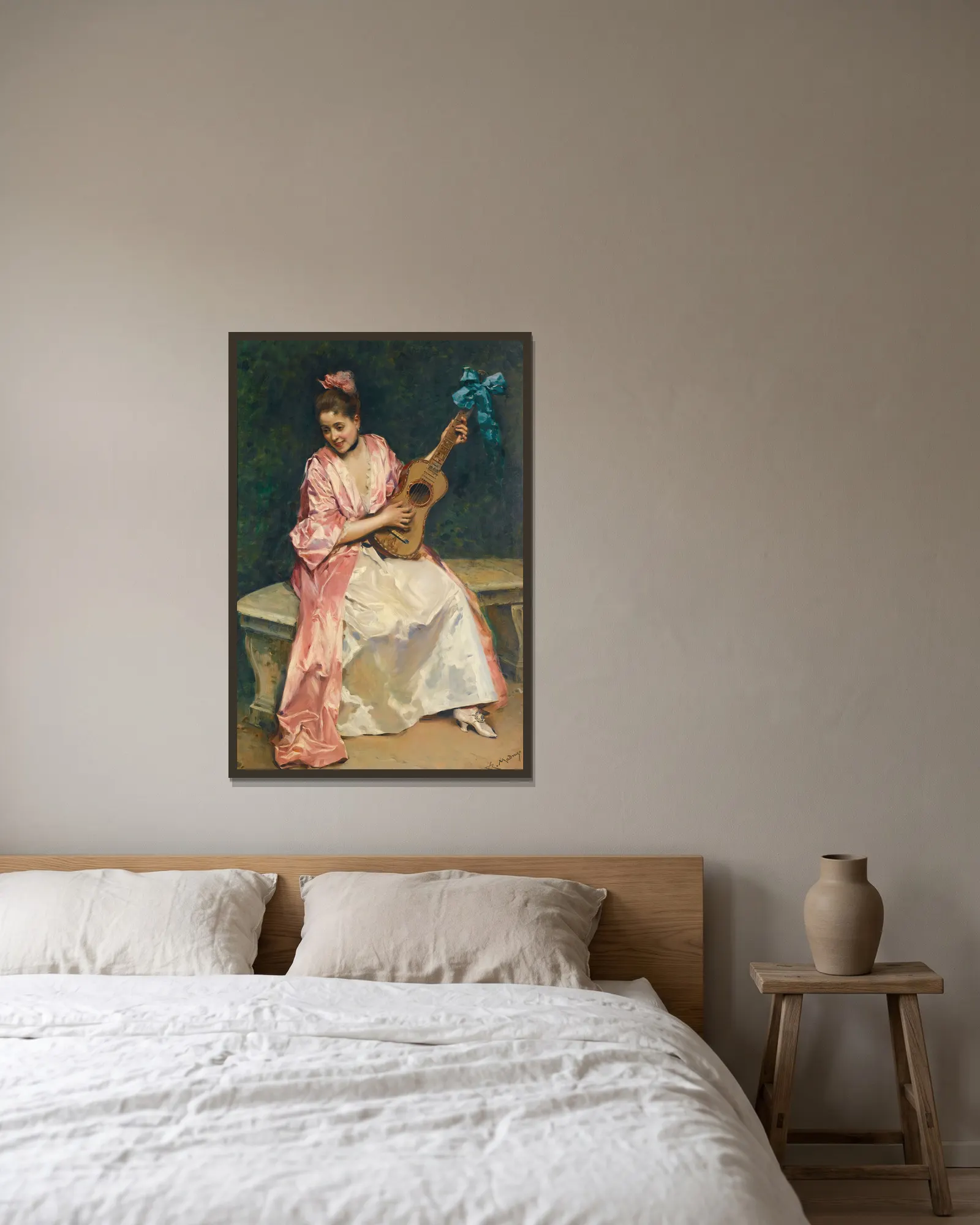 Aline with guitar av Raimundo de Madrazo y Garreta inramad på en vägg