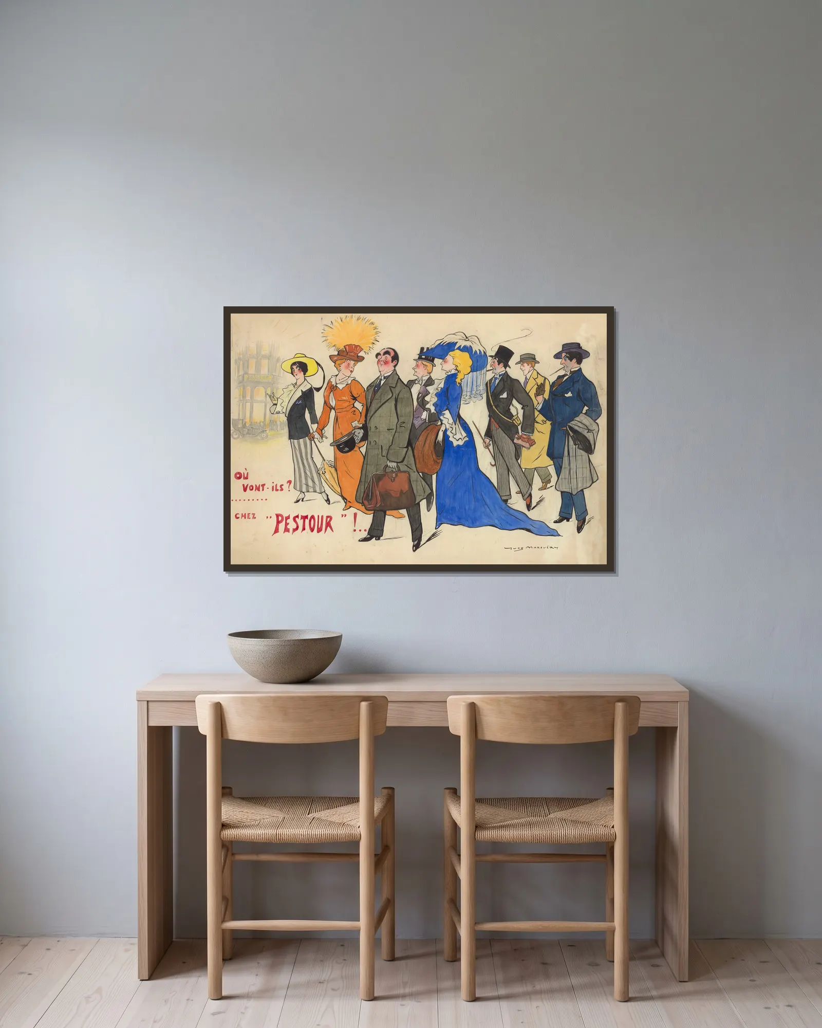 Chez Pestour av Yves Marevéry inramad på en vägg