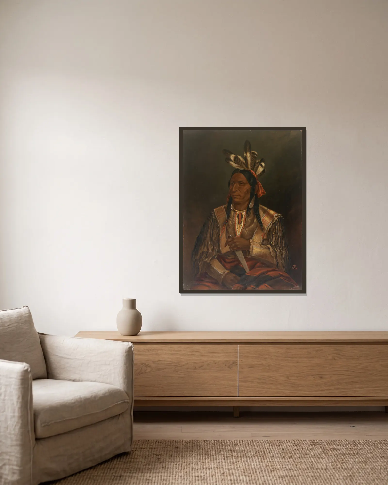 Keokuk (The Watchful Fox), Junior av Antonio Zeno Shindler inramad på en vägg