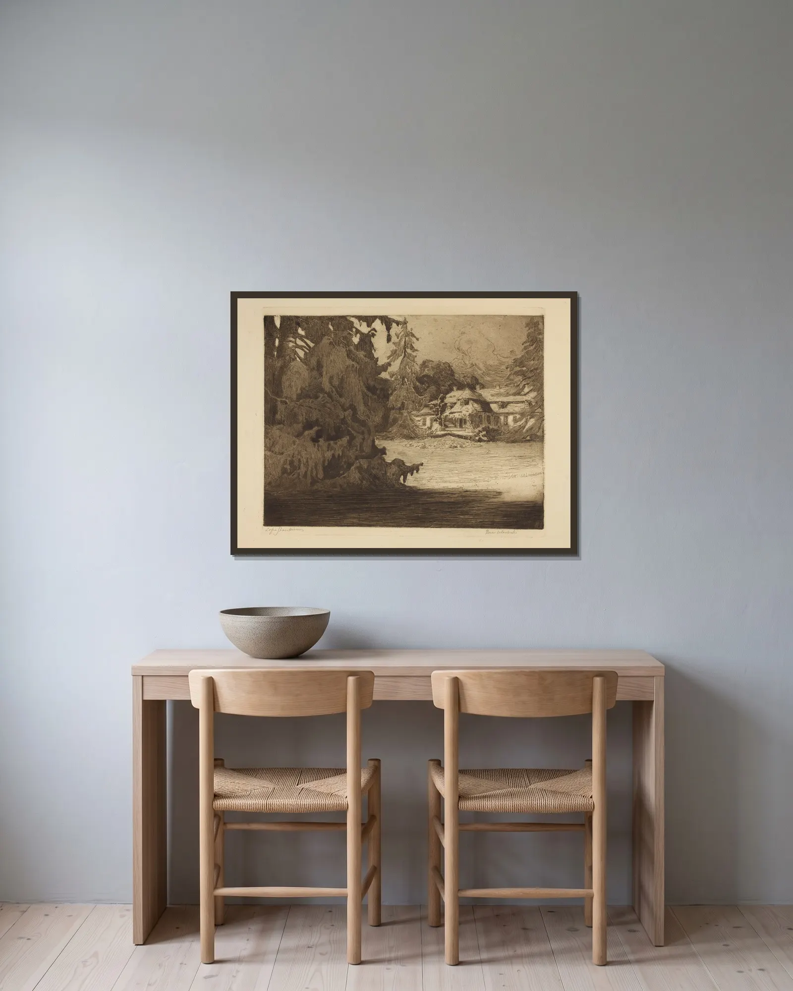 Nobleman’s manor house av Zofia Stankiewicz inramad på en vägg