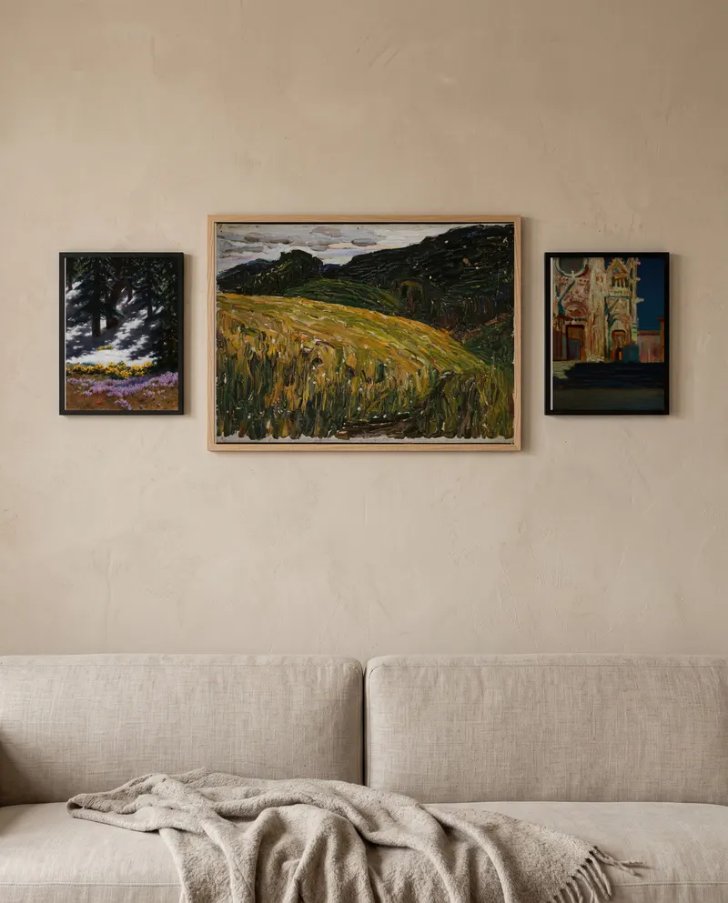 Bilderwand mit Krokusse und Sumpfdotterblumen