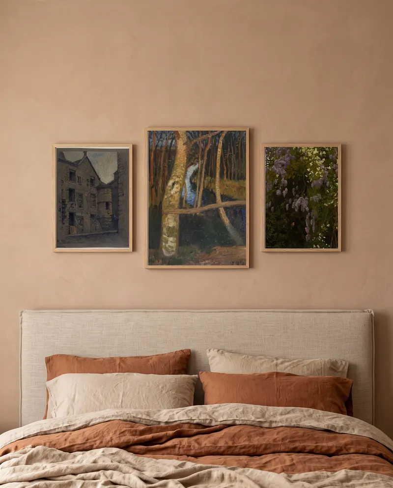 Bilderwand mit Birken am Moorgraben