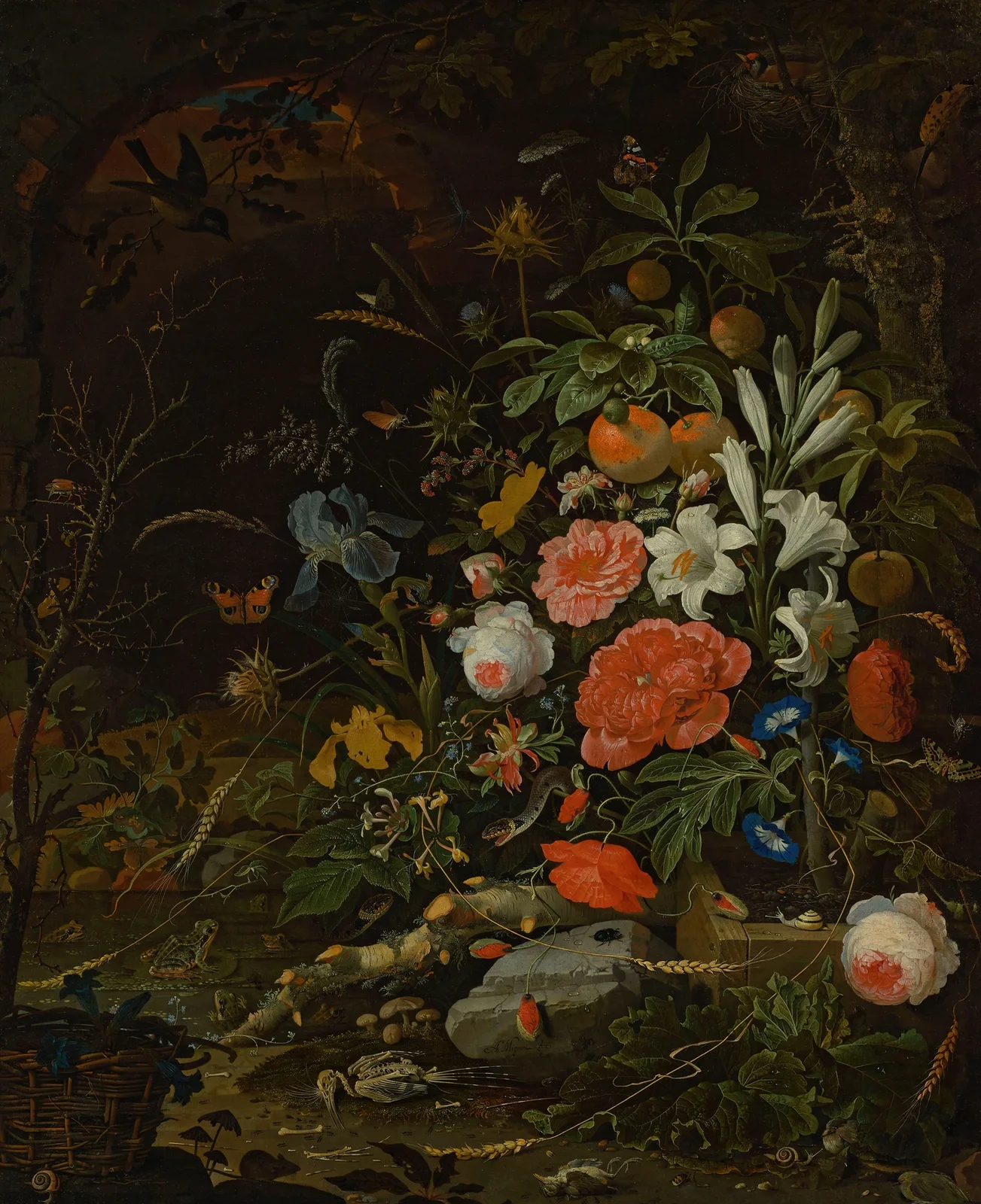 Flowers and tiny creatures – Vanitas av Abraham Mignon