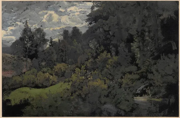 Hill overgrown with trees av Adolf Dressler