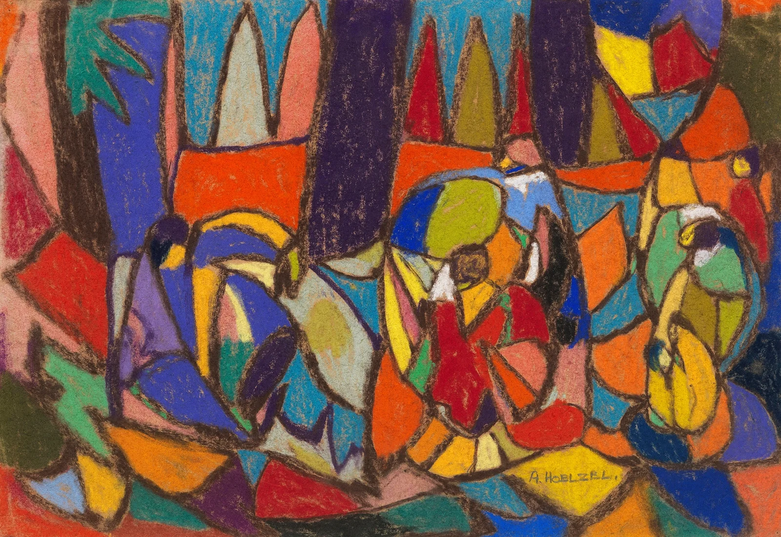 Figuren in Landschaft, 1928 av Adolf Hölzel