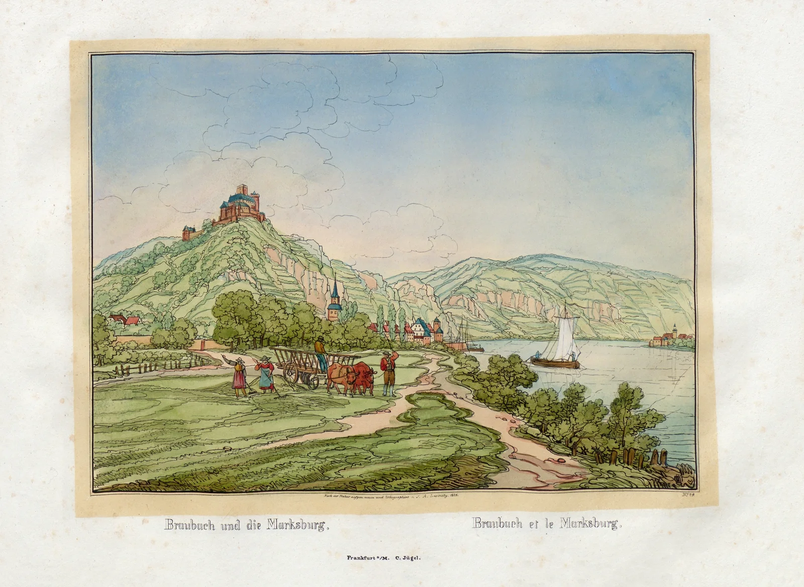 Braubach et le Marksburg av Johann Adolf Lasinsky