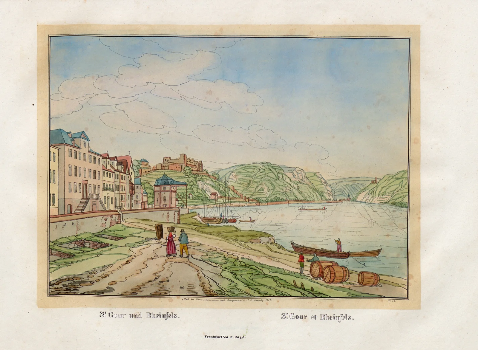 St Goar et Rheinfels av Johann Adolf Lasinsky
