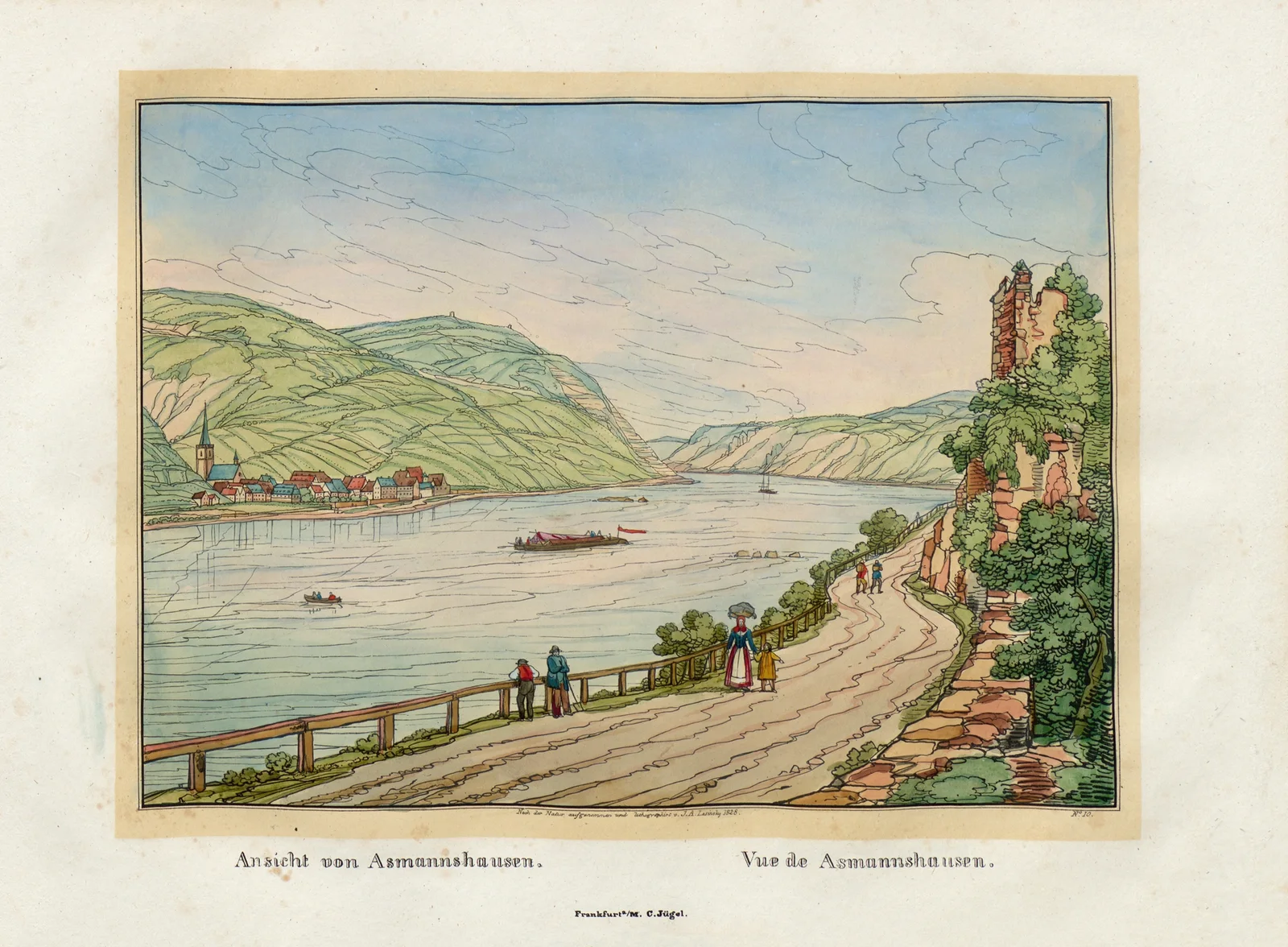Vue de Asmannshausen av Johann Adolf Lasinsky
