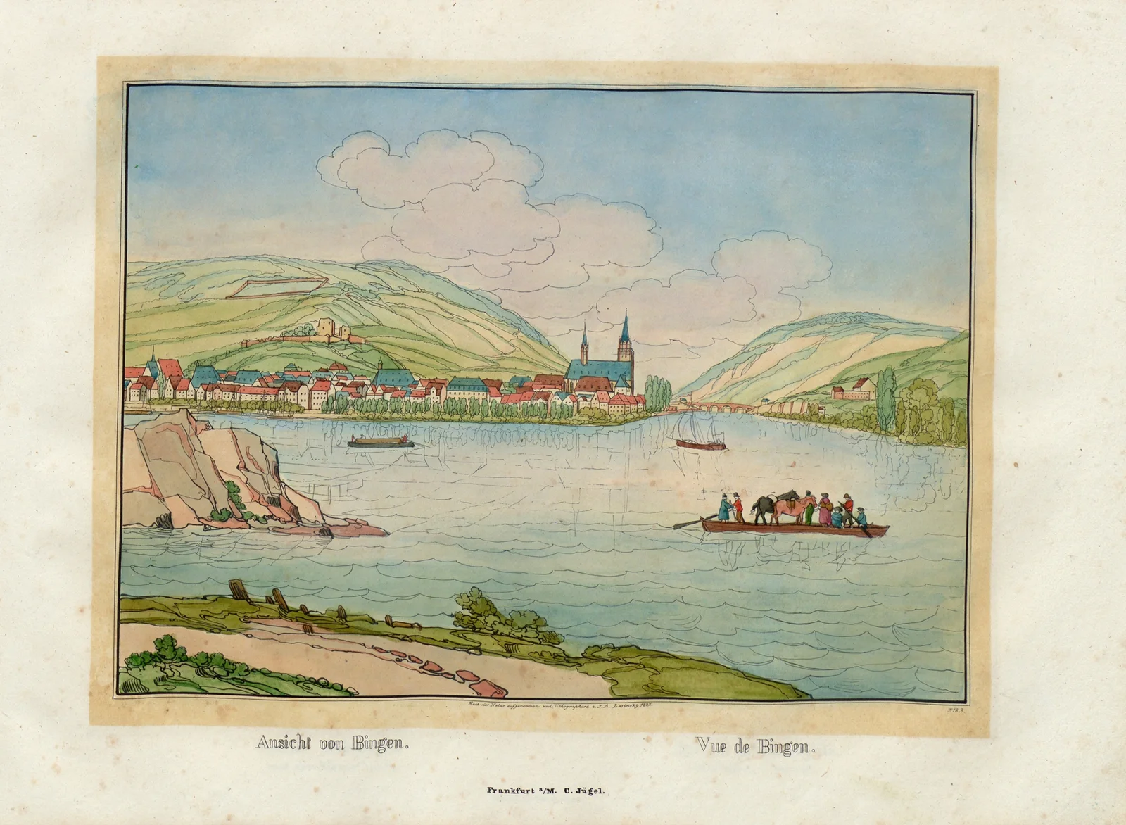 Vue de Bingen av Johann Adolf Lasinsky