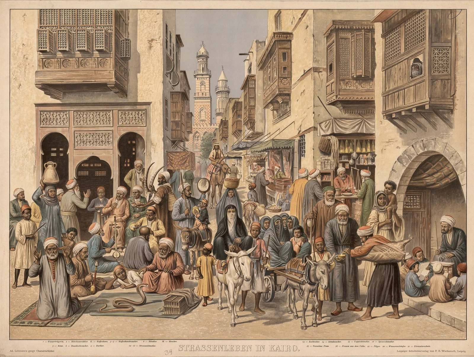 Strassenleben in Kairo av Adolf Lehmann