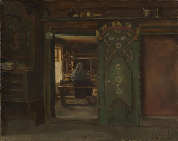 Woman at the Loom av Adolph Tidemand