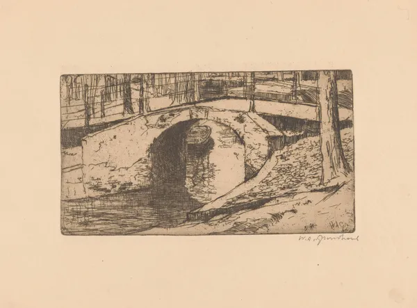 Brug in Delft av Willem Adrianus Grondhout