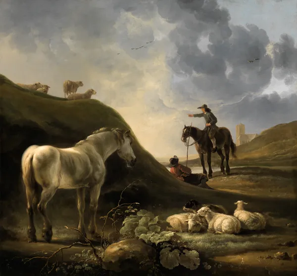 Dünenlandschaft mit Grauschimmel av Aelbert Cuyp