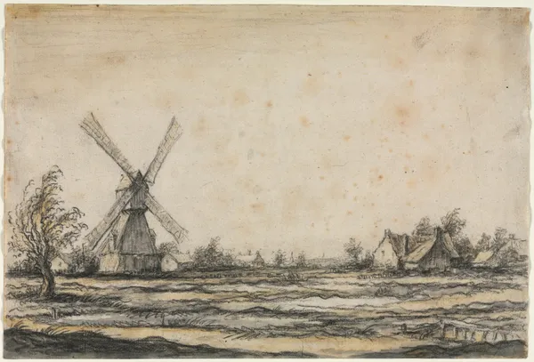 Landscape with a Windmill near a Farmstead av Aelbert Cuyp