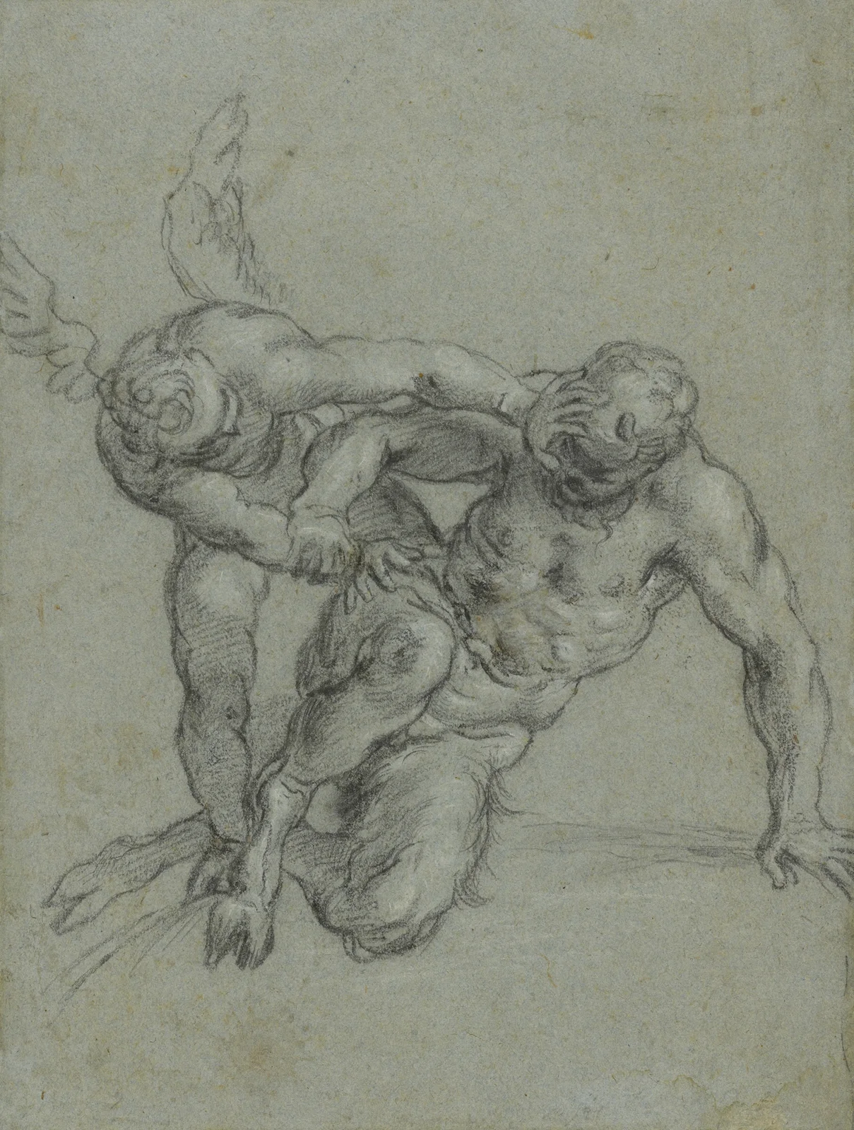 Cupid Overpowering Pan av Agostino Carracci