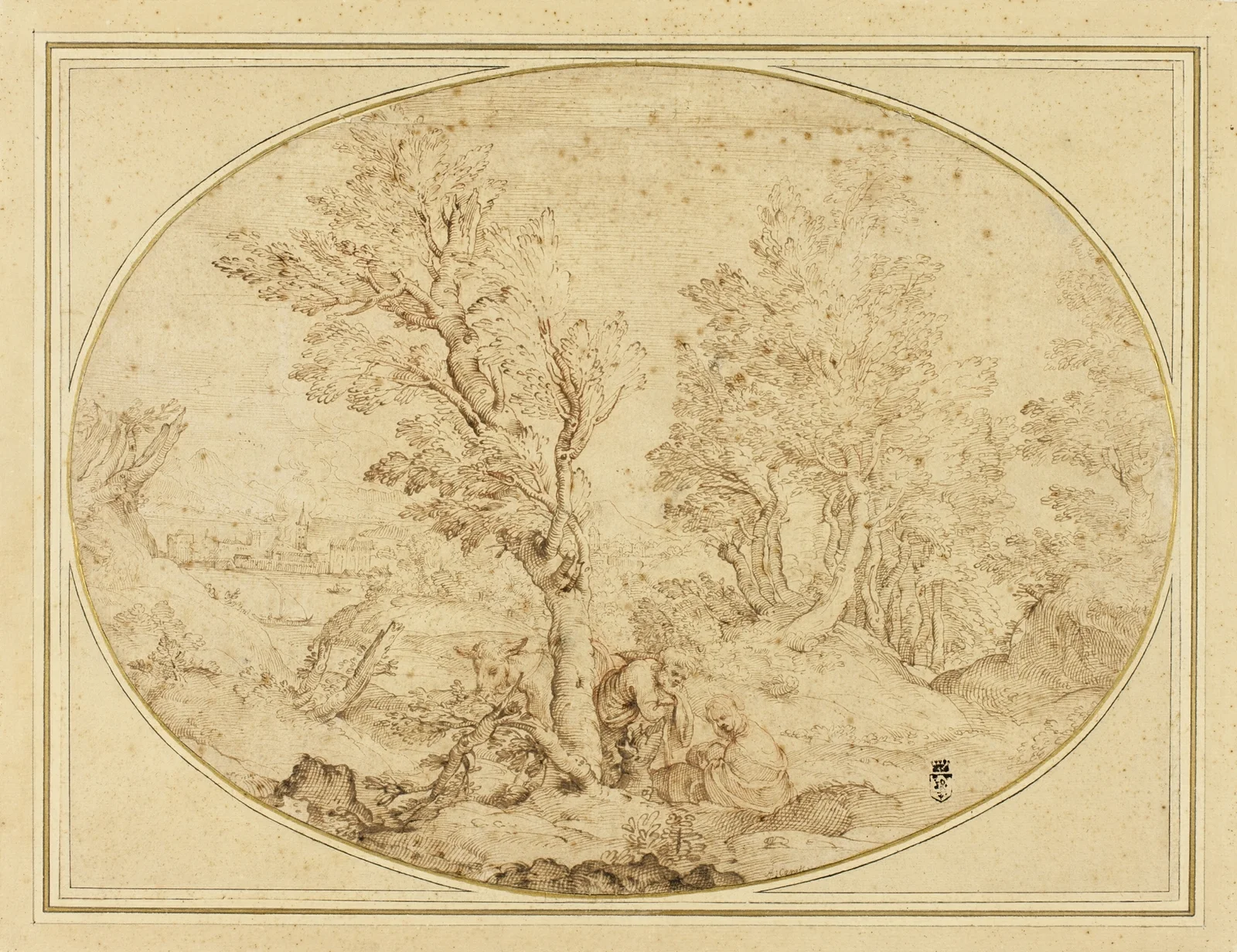 Rest on the Flight into Egypt av Agostino Carracci