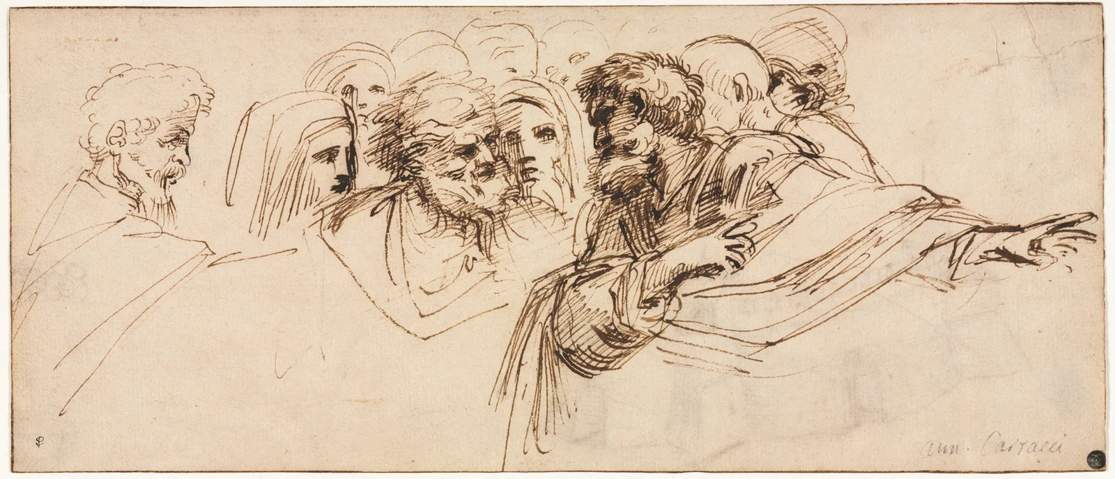 Study of Heads (recto) (2nd half 1500s) av Agostino Carracci