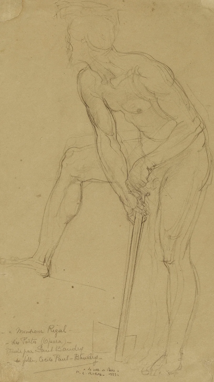 Homme nu debout av Paul-Jacques-Aimé Baudry