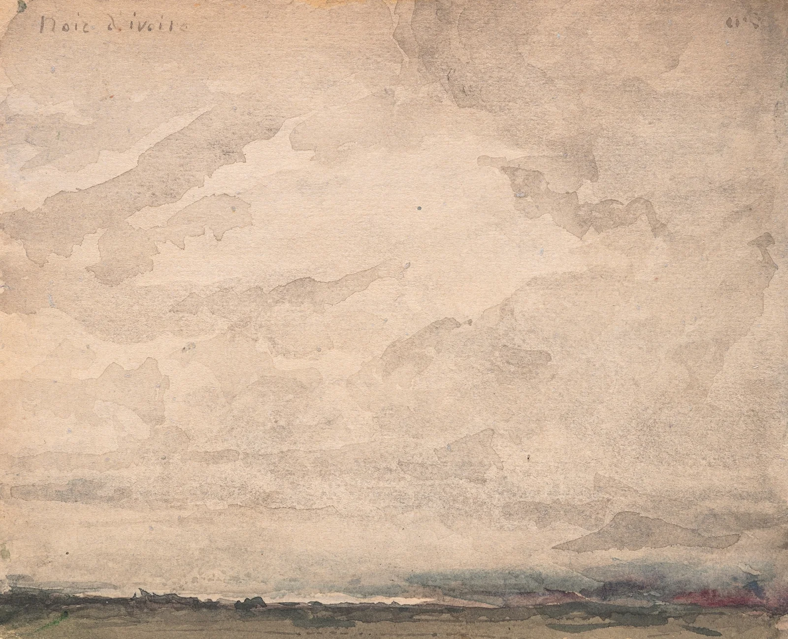 Regnerischer Himmel über einer Seelandschaft av Albert Anker