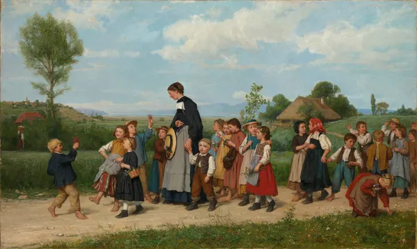 The school walk av Albert Anker
